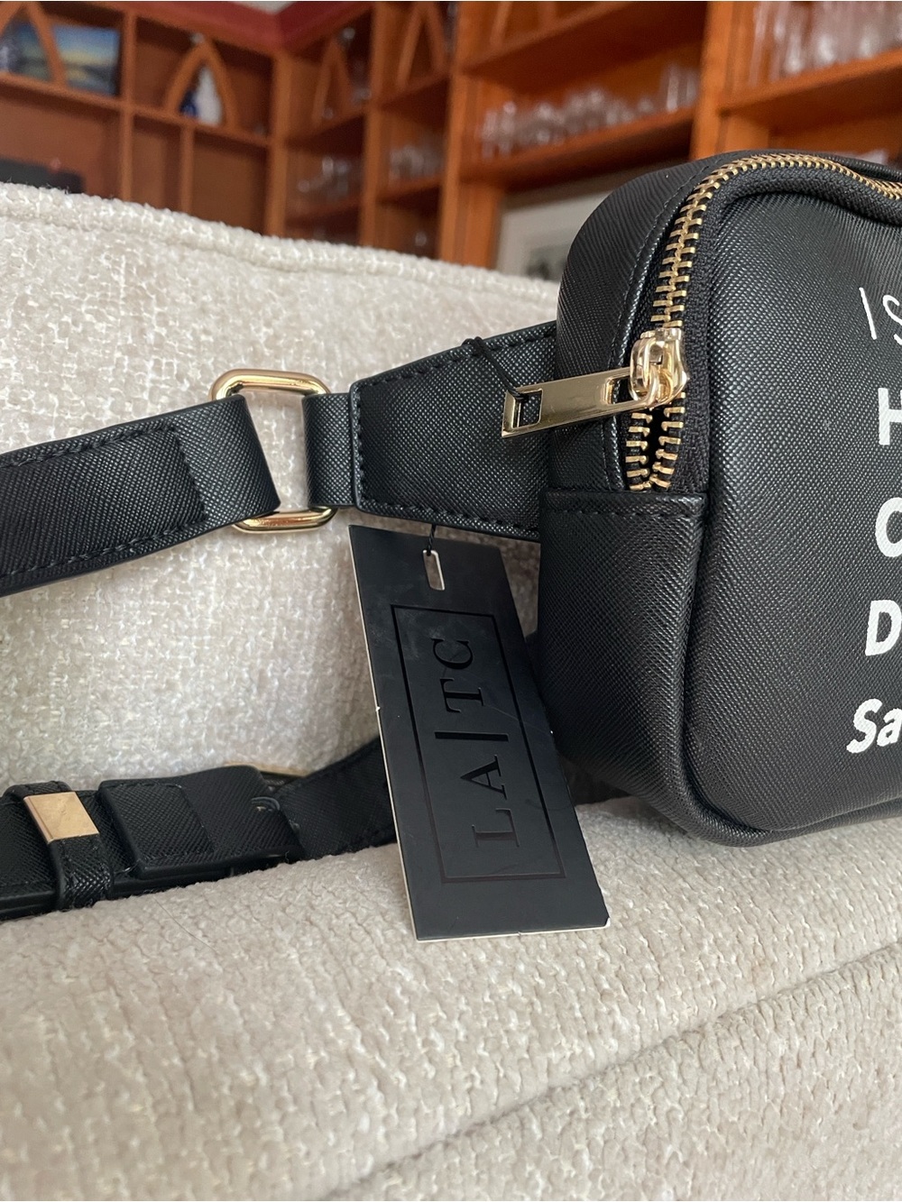 Black Crossbody Belt Bag I Speak Fluent French Fashion NWT Boutique Giftable - Picture 3 of 16